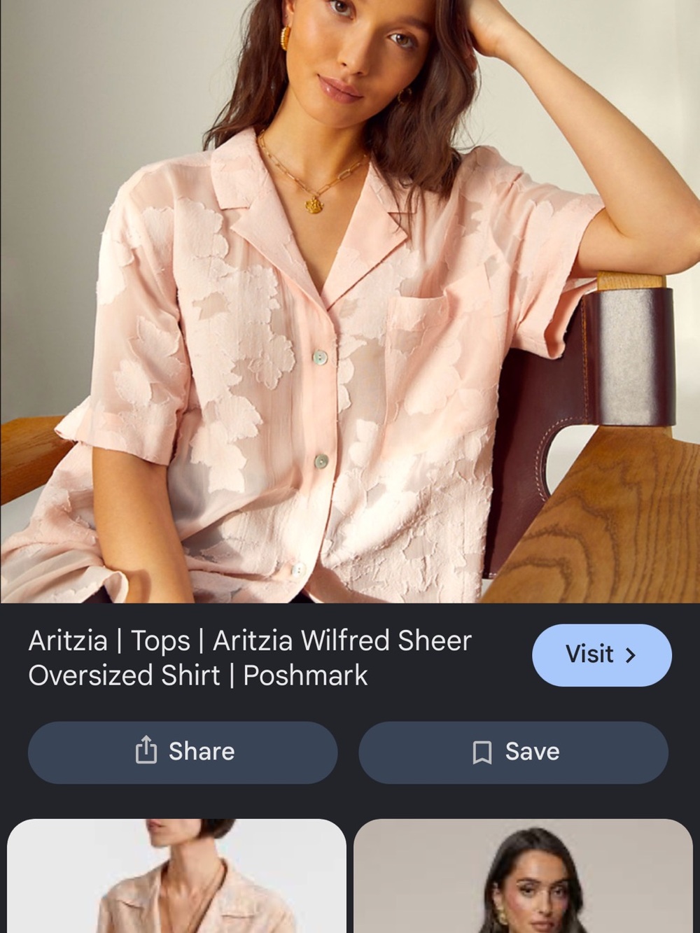 Aritzia Wilfred Sheer Oversized Shirt - Blush Pink